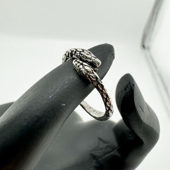 Vintage Silver Plated Snake Ring Retro Horoscope Cunning Wisdom Emo Goth Punk - Picture 4 of 7